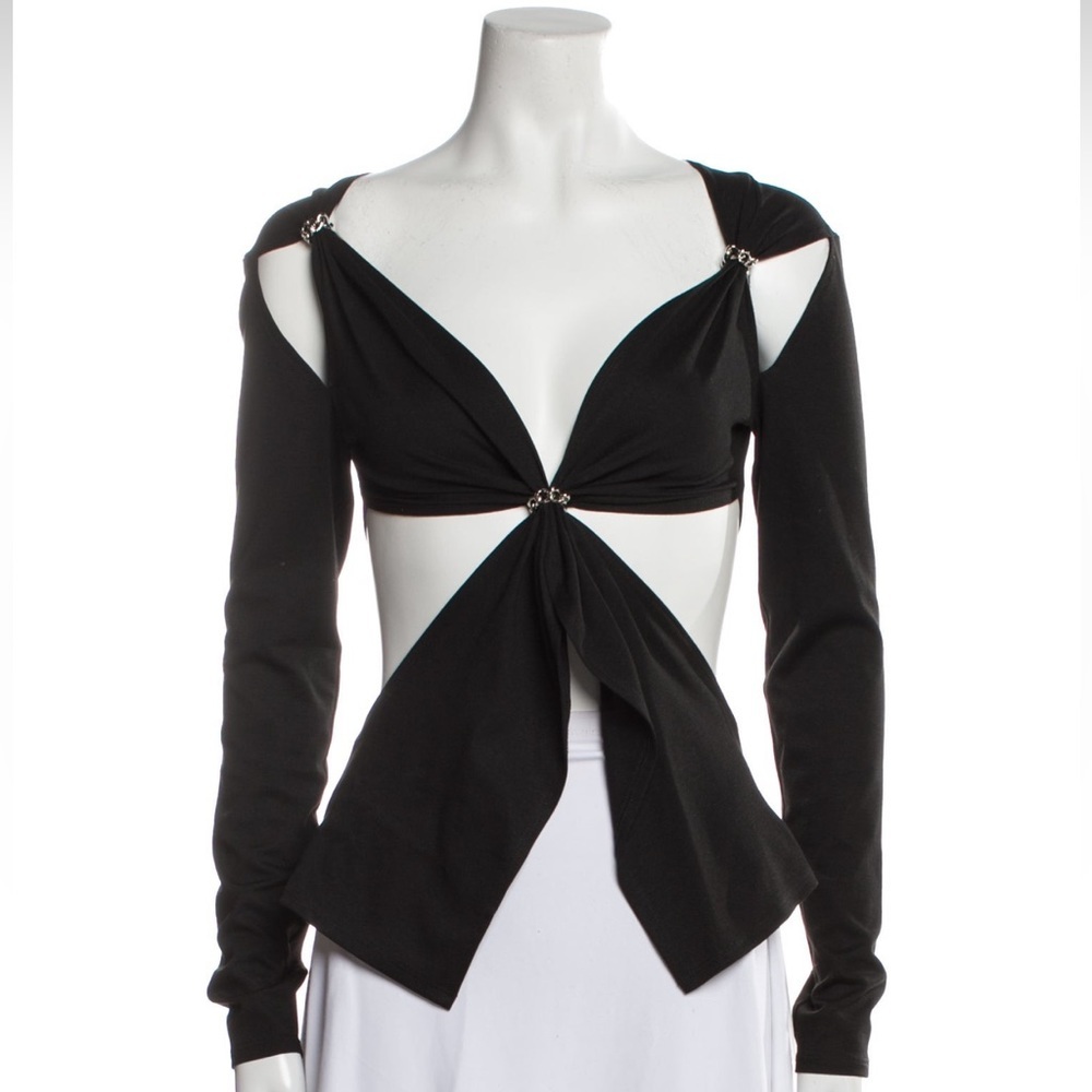 SID NEIGUM | Blavk Long Sleeve Cut Out Ring Twist Top Size: Medium